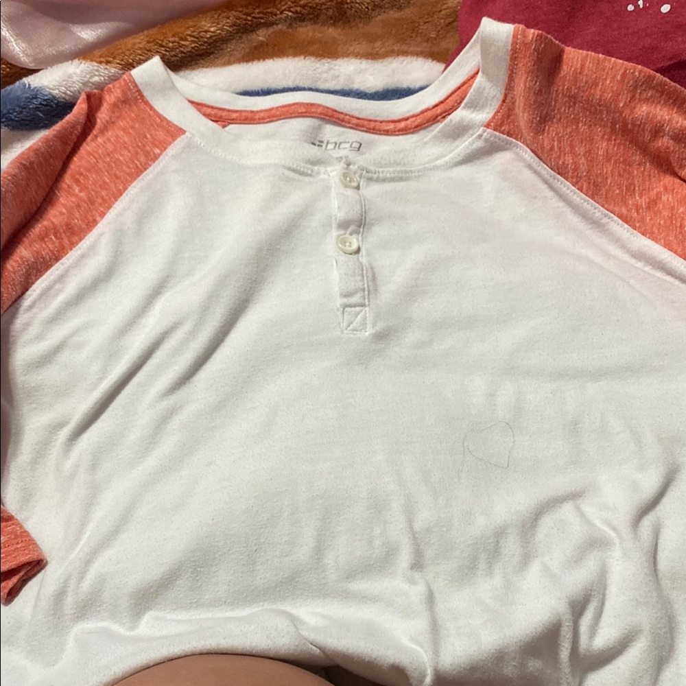 Champion Orange and White Long Sleeve Tee